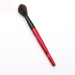 Classic Red Plastic long Handle Long Fluffy Synthetic Buildable Cheek Makeup Brush