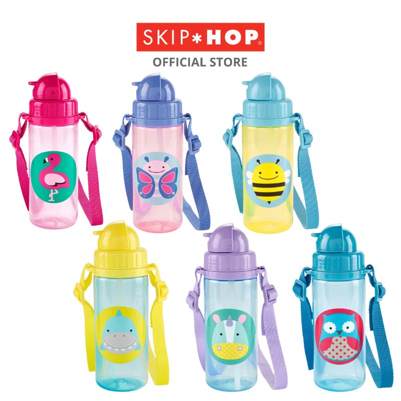 SKIP HOP ZOO PP STRAW BOTTLE 13oz/390mL ASSORTED