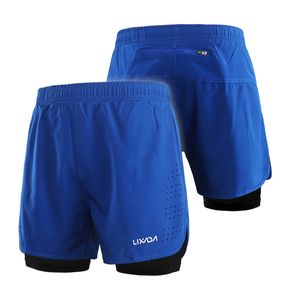 Official Lixada Men's 2-in-1 Running Shorts Quick Drying Breathable Active Training Exercise Jogging Cycling Shorts with Longer Liner