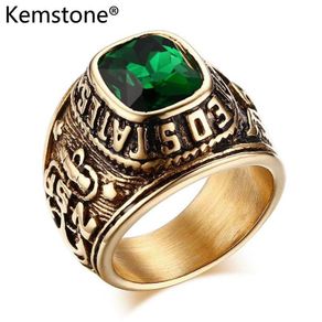 Kemstone Gold Plated Crystal Titanium Steel Rings for Men