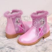 Disney New Elsa Princess High Fashion Boots Girls Mid-heeled Autumn And Winter Warm Children Sequins Snow Shoes Frozen Boots
