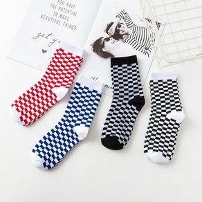 Korea Funky Harajuku Trend socks / Women Checkerboard Socks /Geometric Checkered Socks / Men Hip Hop Cotton Unisex Street wear Novelty Socks