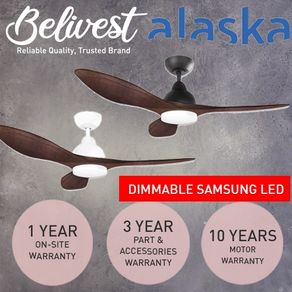 (PRICE GUARANTEED!) Alaska BOW III Ceiling Fan - 42 & 52 Inch - With DIMMABLE LED  / Natural Wood