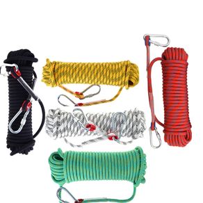 12mm*30m Outdoor Climbing Rope with Hook High Strength Climbing Safety Rope Camping Hiking Rescue Rope Emergency Survival Tool