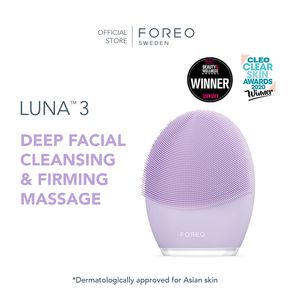 FOREO LUNA 3 for Sensitive Skin Facial Cleansing & Firming Face Massage Brush, Ultra-hygienic Silicone, Rechargeable