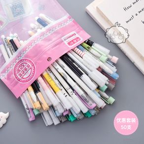 50 pcs/Lot Kawaii gel pens 10 color ink ballpoint pen Ballpoint 0.38mm 0.5mm Stationery Office School supply lapices escolar