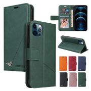 Leather Case For IPhone13 12 Mini 11 Pro Max Army Green Orange Fashion Retro Flip Card Slot Wallet Cover Casing