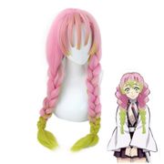 Anime Demon Slayer Kimetsu no Yaiba Kanroji Mitsuri Cosplay Wig Long Ponytail Pink Green Ombre Synthetic Hair Braids Halloween