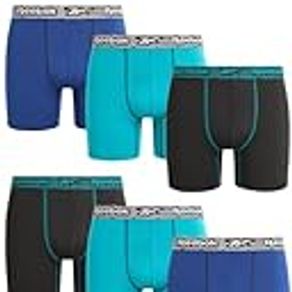 Reebok Men's Underwear - Performance Boxer Briefs (6 Pack), Size Medium, Deep LakeBlue DepthsBlack