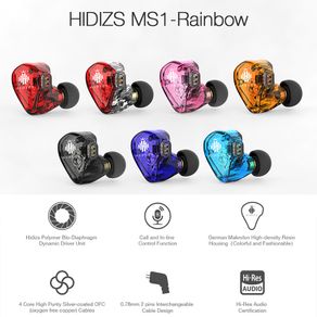 Hidizs MS1 Rainbow HiFi Audio Dynamic Diaphragm In-Ear Monitor earphone IEM with Detachable Cable 2Pin 0.78mm Connector