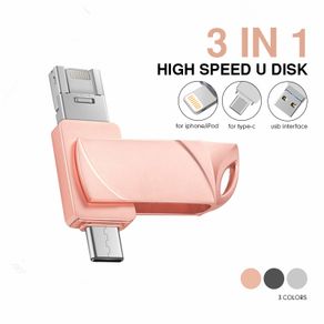 3 in 1 USB Flash Drive 16GB/32GB/64GB/128GB/256GB/512GB OTG Pen Drive for Lightning/Type-C/Computer