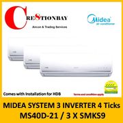 MIDEA SYSTEM 3 AIRCON | MS40D-21 - 3 x SMKS9