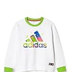 Adidas MBH86 Kids LEGO(R) VIDIYO(TM) Crewneck Sweatshirt, White/Semi-Solar Green (HB9877)