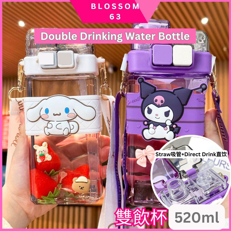 Sanrio Straw Water Bottle Hello Kitty Pochacco Anime Creative 316