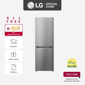 LG GB-B306PZ 2 Doors Inverter Bottom Freezer Refrigerator, 306L, Platinum Silver
