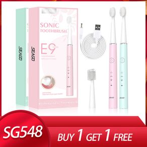 Seago Sonic Electric Toothbrush Smart Rechargeable Waterproof Tooth Brush for Adult Kid Soft Brush Head SG548 Buy 1 Get 1 Free