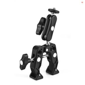 Funygame Multi-functional Super Clamp Aluminum Alloy with Dual 360° Rotatable Ballhead 1/4 Inch Screw Connection 1/4 Inch & 3/8 Inch Threads 1.5kg Load Bearing