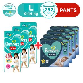 [Pampers Day + Night Bundle] Baby Dry Diapers Taped L & Overnight Pants L Carton