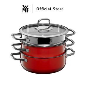 WMF Fusiontec Compact Red Pot Set, 3-Pieces