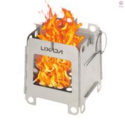 Lixada Portable Stainless Steel Lightweight Folding Wood Stove Pocket Stove Outdoor Camping Backpacking Cooking Picnic[15][New Arrival]
