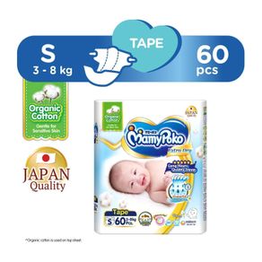 MamyPoko Extra Dry Organic Tape Diaper Small - 60 PCS