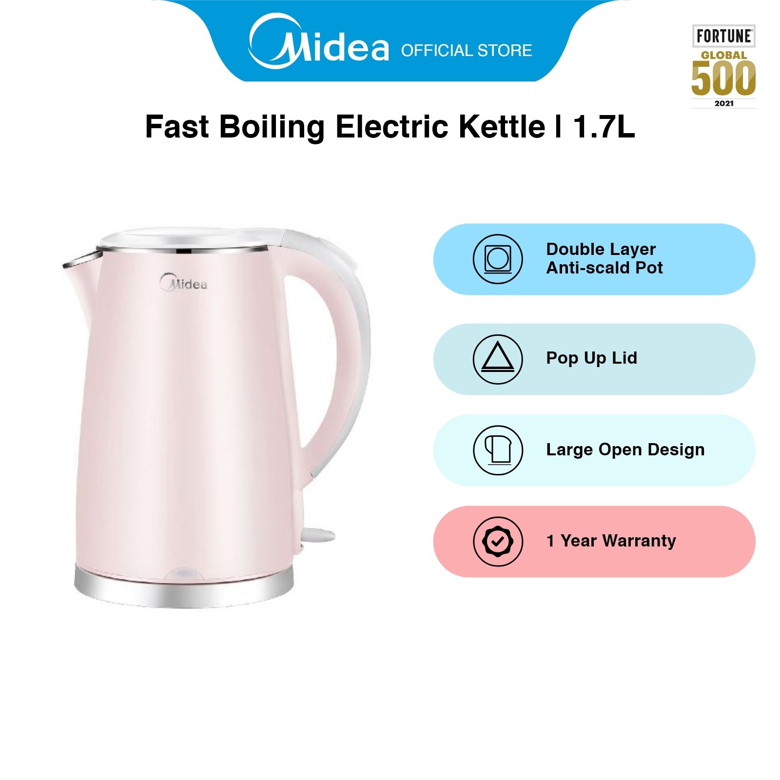 SUPOR Electric Kettle Hot Kettle 1.7L All Steel Seamless Double