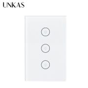 UNKAS Wifi Wall Touch Switch Tuya Smart Life Tempered Crystal Glass Panel Mobile APP Remote Control Work With Alexa Google Home