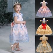 Girl Dress 3T-8T Bow Princess Flower Kids Baby Tutu Lace Dresses Party Birthday Gown