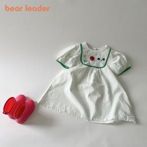 Kids Bear Print Short Sleeve Dress