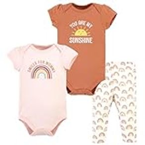 Hudson Baby Unisex Baby Cotton Bodysuit and Pant Set, Sunshine Rainbows Short-Sleeve, Newborn, Sunshine Rainbows Short-sleeve, Newborn