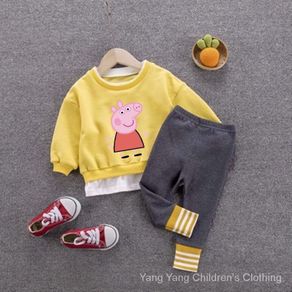 Spot Children's Clothing Baby Girls Spring and Autumn Long Sleeve Korean Version of the Children's Two-Piece Suit 1-2-6Girls Autumn Clothing Years Old Fashionable Kids Set6