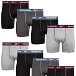 Reebok Men's Underwear - Performance Boxer Briefs (8 Pack), Size X-Large, Black/Charcoal/Grey