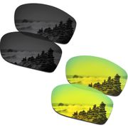 SmartVLT 2 Pairs Polarized Sunglasses Replacement Lenses for Oakley Fives Squared Stealth Black and 24K Gold