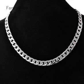 Mens Necklace Chain Stainless Steel 50cm Silver Color Necklace for Men Jewelry Gift Width 6/7/10mm