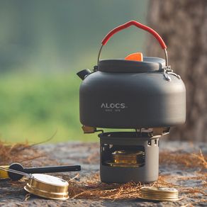 Alocs 1.3L Camping Kettle with Heat Exchanger Aluminum Portable Camping Tea  Kettle Compact Outdoor Hiking Picnic Camping Water Kettle Lightweight Teapot  Coffee Pot