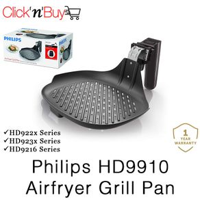 Philips HD9910 Grill Pan. Philips Grill Pan for HD922X HD923X and HD9216 series Air Fryers. Original and Authentic. Local Philips Stock. (In Black)