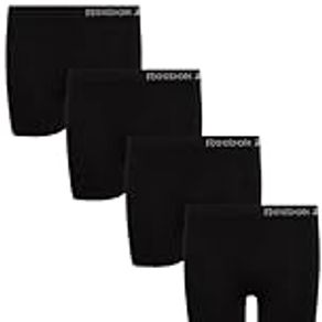 Reebok Girls Underwear Seamless Cartwheel Shorties (4 Pack), Size 8-10, All BlackWhite Logo