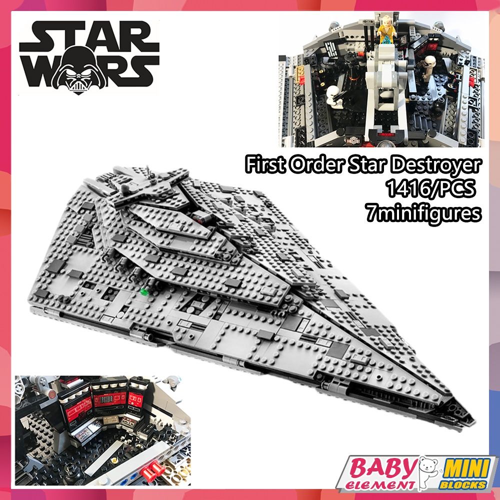 LEGO 75190 Star Wars The Last Jedi First Order Star Destroyer  Toy,Multicolor, 1416 Pcs : : Toys & Games