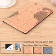 Retro World Map Case For Samsung Galaxy Tab A 10.1 SM-T515 T510 2019 Stand Tablet Case T515 T510 Flip Magnetic Cover Capa Funda