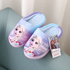 Disney Frozen elsa Children's Cotton Slippers Winter Girls Parent-child Non-slip Warm Thickening Wool Slippers