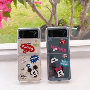 Samsung Galaxy Z Flip 3 5G Z Flip3 Mickey Minnie Mouse Cute cartoon Clear Transparent Hard Shockproof Phone Cover Case