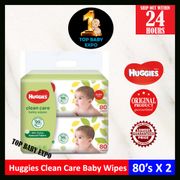 Huggies Baby Wipes Clean Care (80's x 2 Packs) / Non Fragrance / Alcohol Free