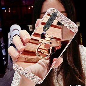 LAPOPNUT Bear Glitter Metal Ring Mirror Case for Samsung Galaxy S20 Ultra 5G S10 S10e Note10 9 S9 Plus S8 S7 S6 Edge Coque Cover
