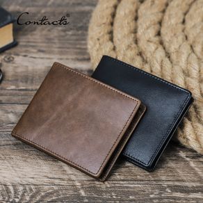 CONTATC'S New Short Wallet Men Genuine Leather RFID Bifold Wallet with  Credit Card Holder Luxury Zipper Male Coin Purse Small