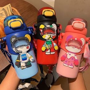 New cartoon cute thermos mug Magic Bear Graffiti Star Painted Straw Thermos Cup creative trend student portable water cup