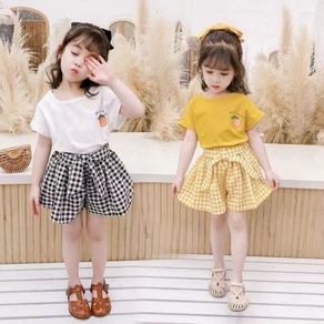 Korean children's short sleeve T-shirt Shorts Girls' shorts two piece set