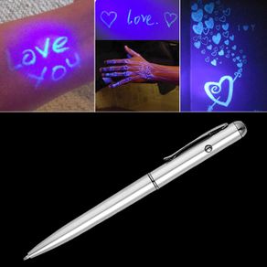 1PC Creative LED Highlighter Pen Magic Secret Invisible Ink Ballpoint Pen With UV Light Children Gifts Office School Supplies