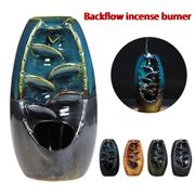 Mountain River Handicraft Waterfall Backflow Incense Burner Handmade Ceramic Censer Incense Holder Indoor Retro Style Home Decor