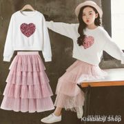 [In stock]YD🌈Kids Wear🌈 Kids Fashion Girls Clothing Set Long Sleeve Shirt + Long Mesh Skirt Children Midi Dress small dressgirls spring new dress western style suit 13-year-old girl child princess dress, big child two