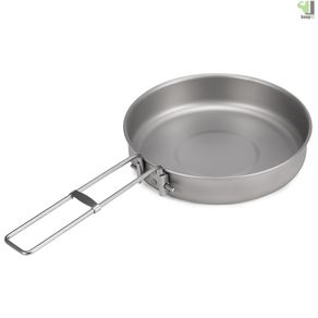 750ml Ultralight Titanium Frypan with Foldable Handle Outdoor Camping Hiking Picnic Cooking Frying Pan